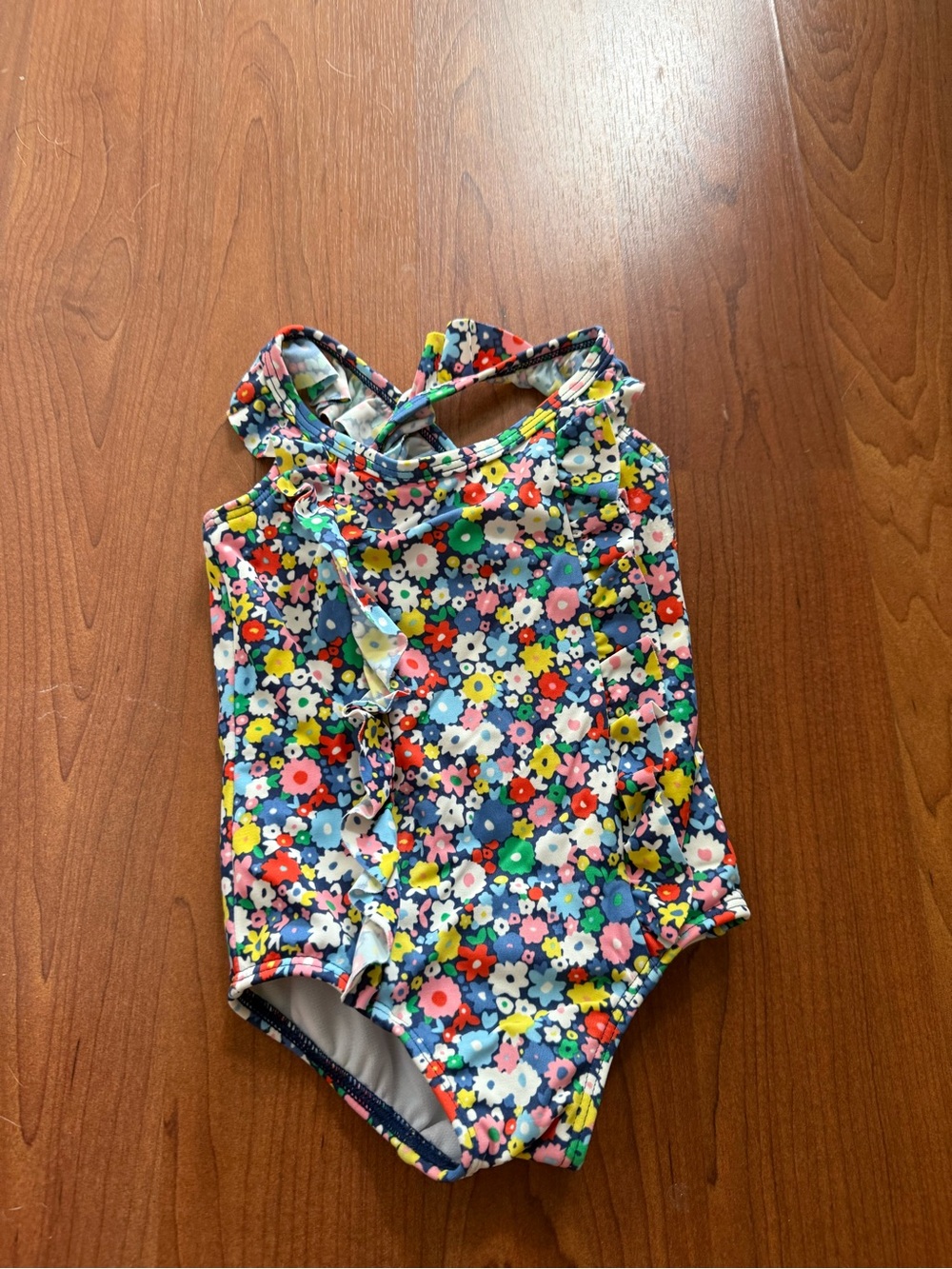 Baby Boden Floral One-Piece Swimsuit in Navy with Multicolor Flowers